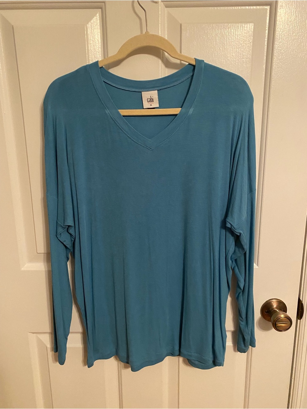 CAbi Teal V-Neck Long Sleeve Top